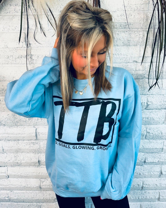 Light Blue w/ Black Logo Crewneck Top