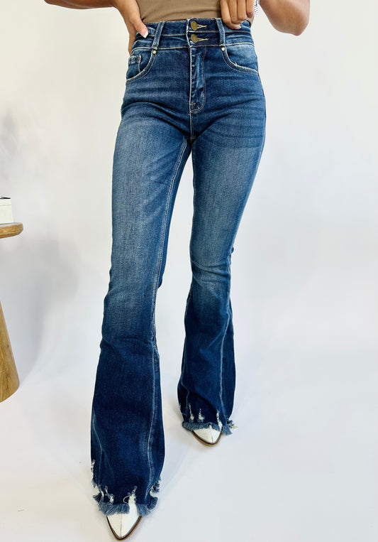 Darci Double Button Flare Jeans