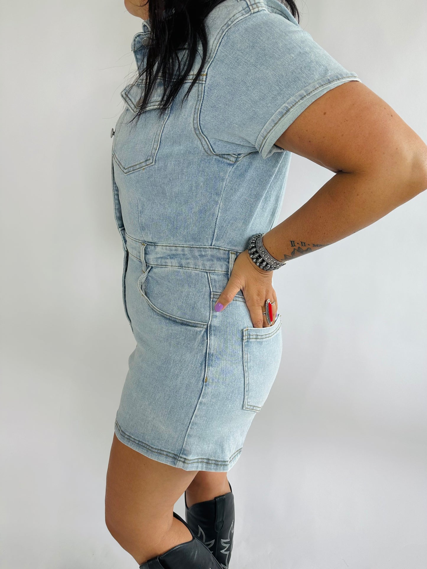 Making some Mistakes Denim Romper top