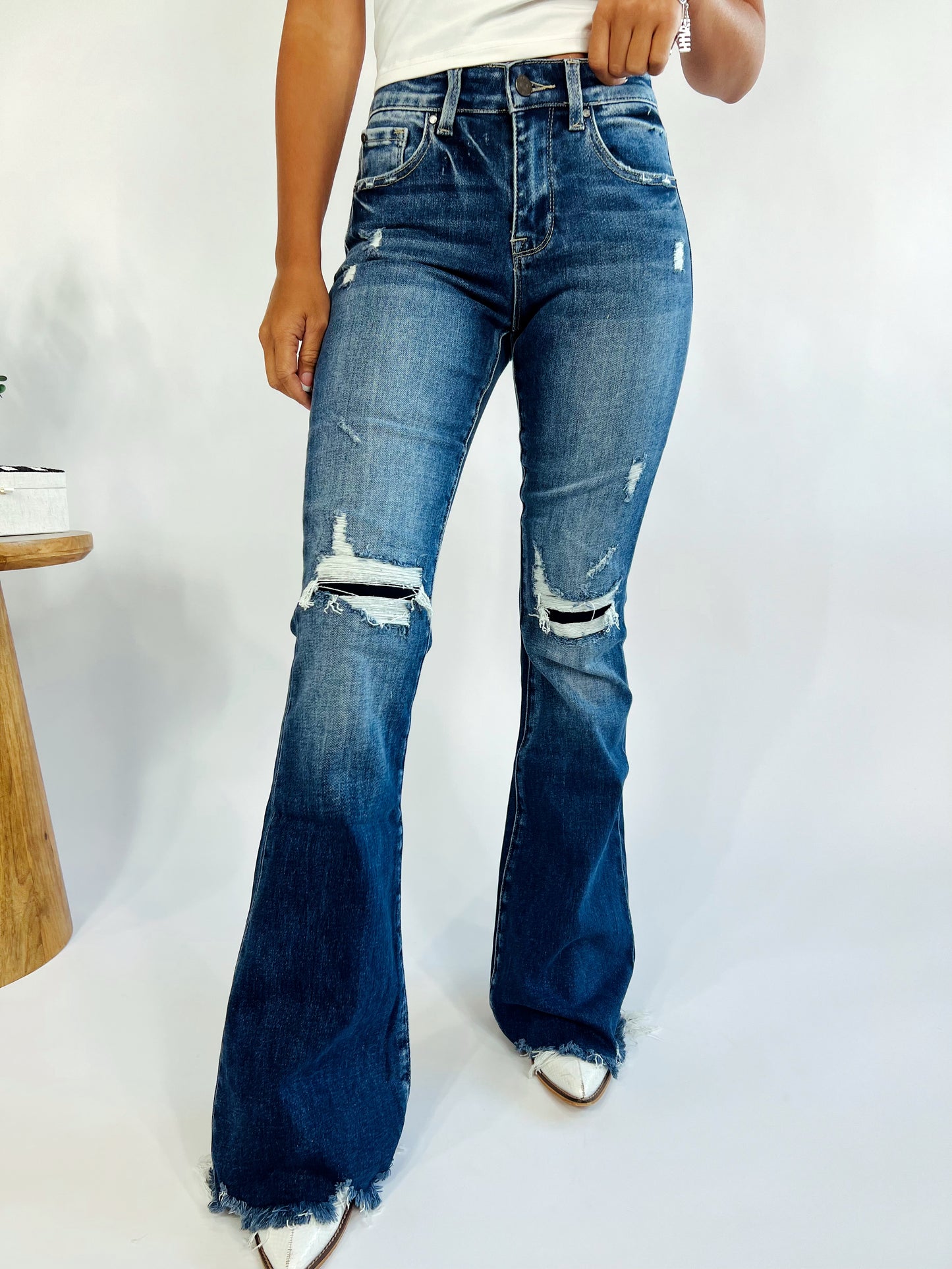 Wrenlee Tates Mid Rise Distressed Jeans