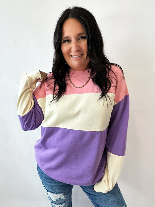 Meadow Lane Colorblock Sweater Top