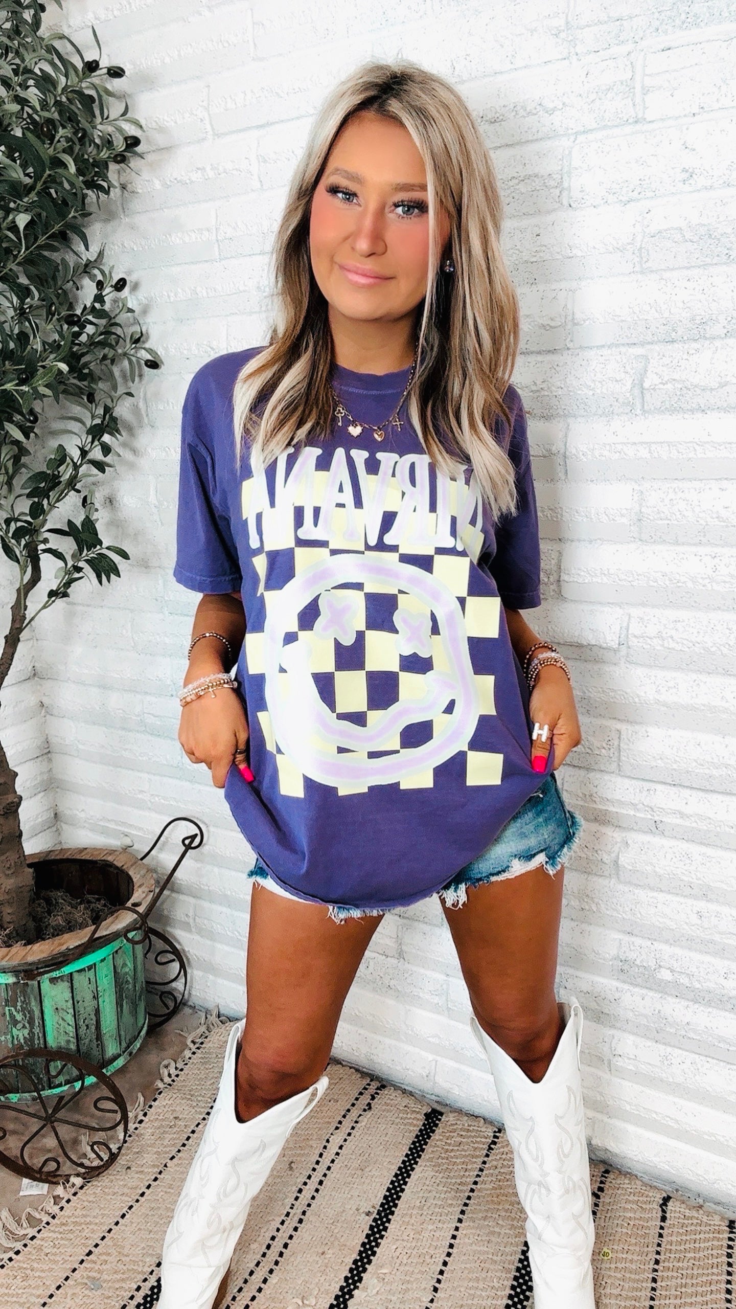 Checkered Trends Graphic T-Shirt