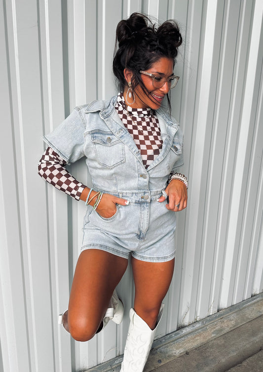 Making some Mistakes Denim Romper top