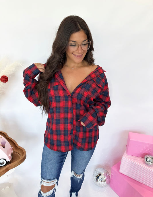 Jingle With Me Red Flannel Top