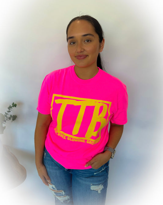 Neon Pink + Yellow Puff TTB Logo Graphic Top