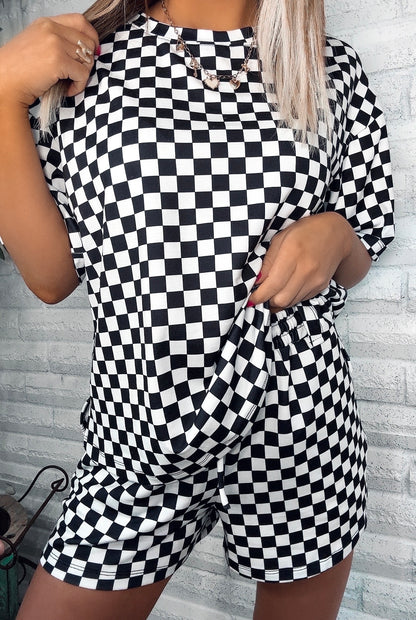 Hey Babe Checkered Two Piece Lounge Set