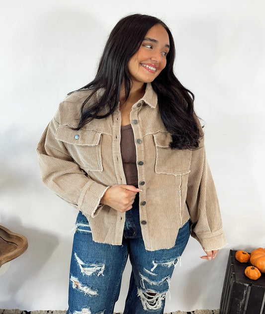 Pushing For Fall Corded Jacket Top