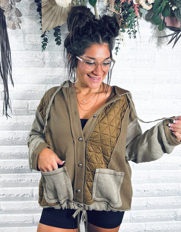 Cozy Season Green Quilted Patchwork Jacket