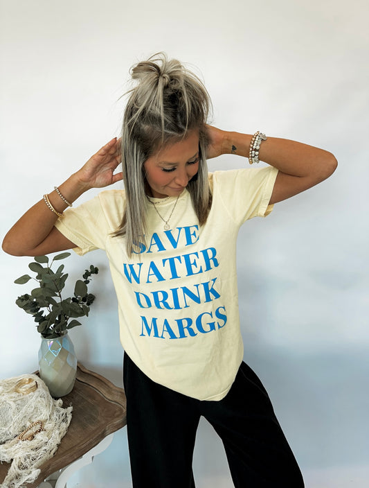 Save Water Drink Margs Puff Graphic Top