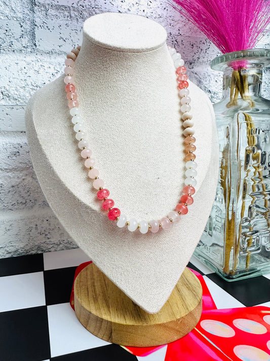 Rosey Pink Beaded Necklace