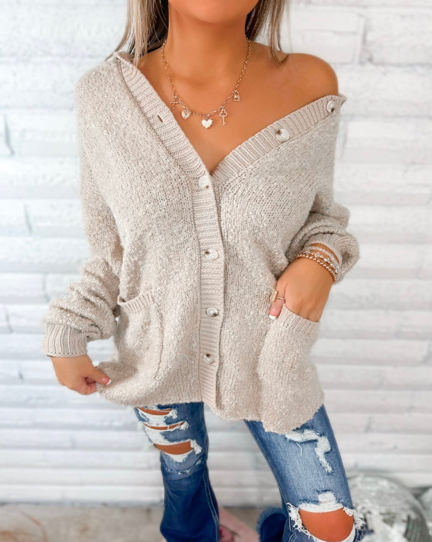 Love at Frost Sight collared cardigan Top