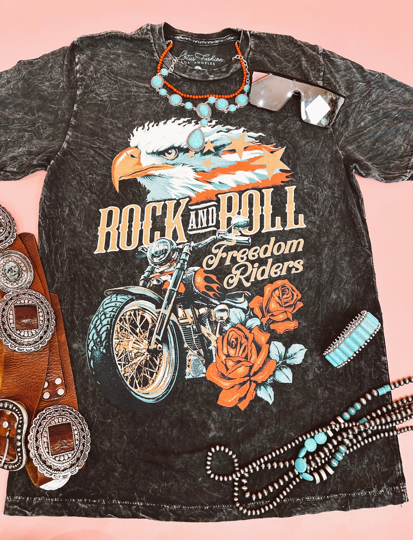 Rock and Roll Freedom Rider Graphic Top