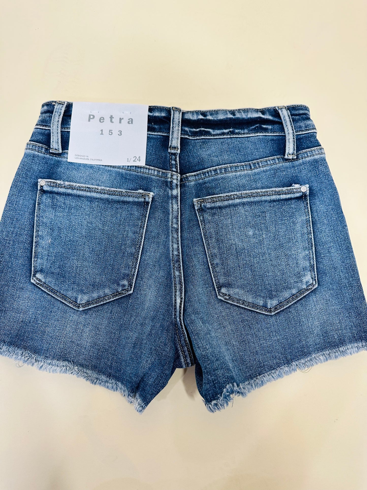 Finally Here Distressed Dark Wash Denim Shorts