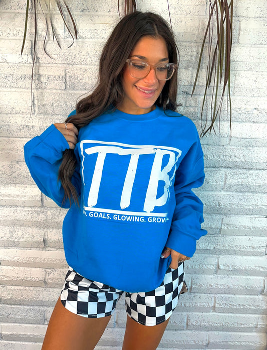 Reef Blue w/ White Logo Crewneck Top