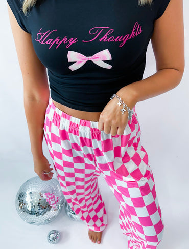 "Happy Thoughts" Babydoll Graphic Top