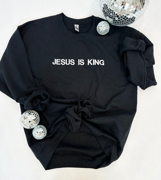 Jesus Is King Black Crewneck Top