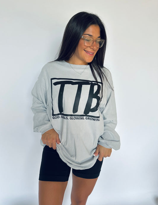 Light Grey Ribbed TTB Pullover Top