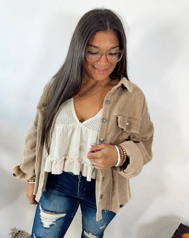 Pushing For Fall Corded Jacket Top