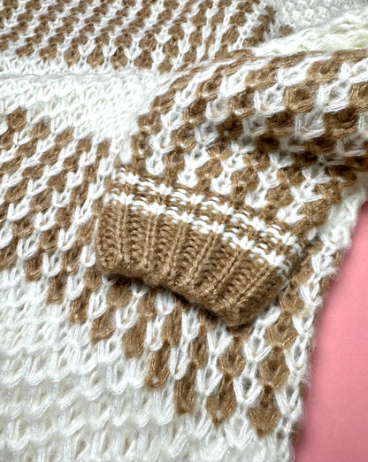 Something Special White & Brown Sweater Top