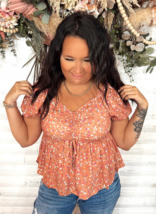 Golden Hour Floral Blouse Top