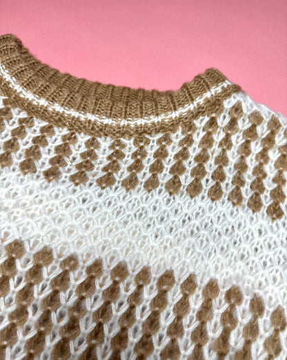 Something Special White & Brown Sweater Top