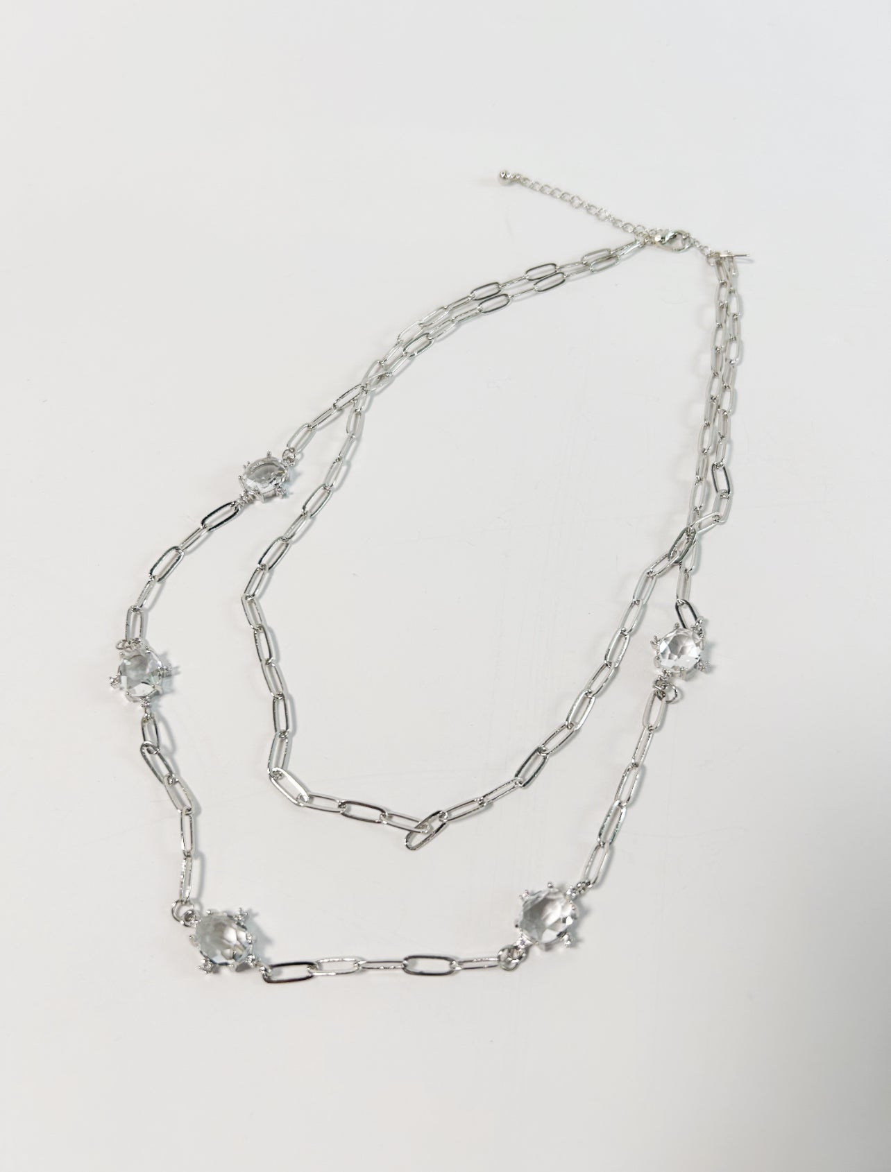 Studded Silver Paperclip Necklace