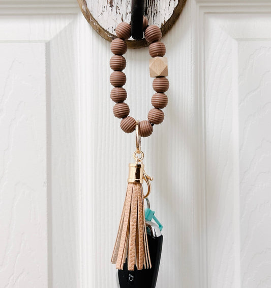 Brown trendy Bubble Wristlet + keychain