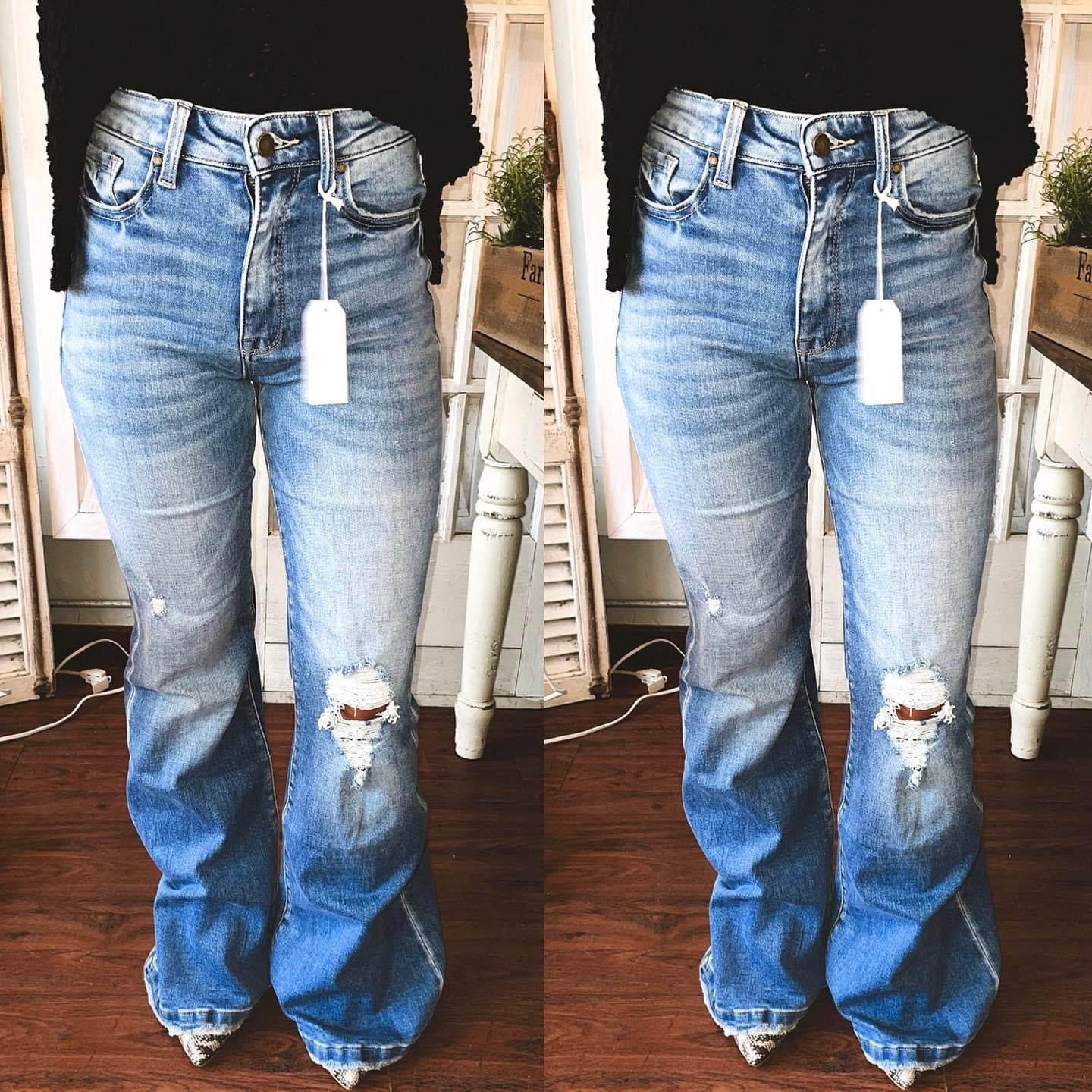 Lainey Distressed Flare Denim Jeans